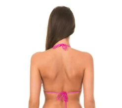 Pink Triangle Bikini Top With Ruffle Trim - Soutien Luli Pink -Agua de Coco Shop 1981092622 MODEL BACK 1