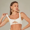Top Biquini Charlie Textura Losango Off White