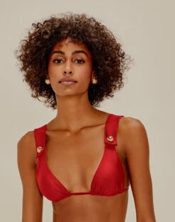 Agua De Coco Top Alongado Buttons Vermelho