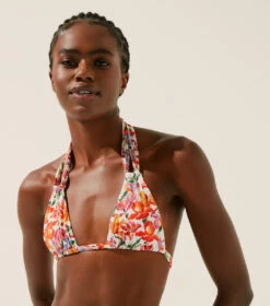 Agua De Coco Top Media Franzida Floral Ikat