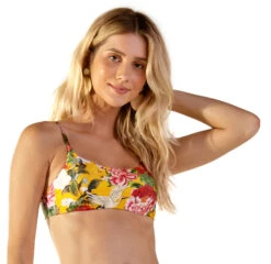 Yellow Floral Bra Bikini Top - Top Bela Xangai