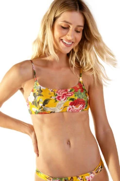 Yellow Floral Bra Bikini Top - Top Bela Xangai -Agua de Coco Shop top blueman top bela xangai 3