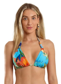 Colorful Tropical Print Halter Triangle Top - Top Caribe Maresia -Agua de Coco Shop top blueman top caribe maresia 2