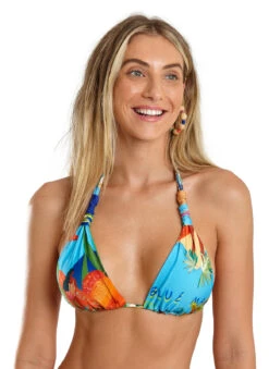Colorful Tropical Print Halter Triangle Top - Top Caribe Maresia -Agua de Coco Shop top blueman top caribe maresia 4