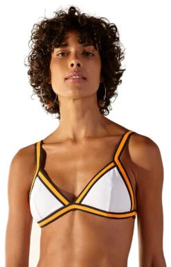 White Triangle Top With Orange & Black Finishing - Top Disco Branco