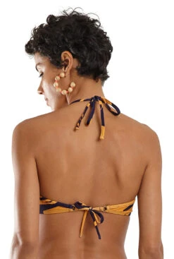 Navy & Gold Print V-underwired Triangle Top - Top Fox Bold Leafs -Agua de Coco Shop top blueman top fox bold leafs 5