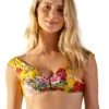 Yellow Floral Bardot Style Crop Top - Top Gil Xangai