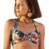 Floral Blue Underwired Balconette Bikini Top - Top Ibiza Arta
