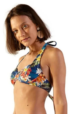 Floral Blue Underwired Balconette Bikini Top - Top Ibiza Arta -Agua de Coco Shop top blueman top ibiza arta 2
