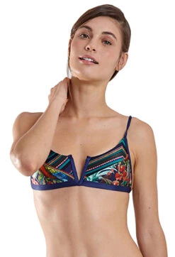 Multicolored Tropical V Bralette Top - Top Joy Iquitos -Agua de Coco Shop top blueman top joy iquitos 2