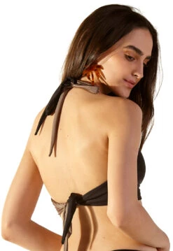 Taupe & Black Triangle Halter Top - Top Laguna Caramel Preto -Agua de Coco Shop top blueman top laguna caramel preto 5