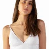 White Ribbed Longline Bikini Top - Top Light Branco