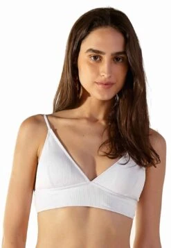 White Ribbed Longline Bikini Top - Top Light Branco -Agua de Coco Shop top blueman top light branco 2