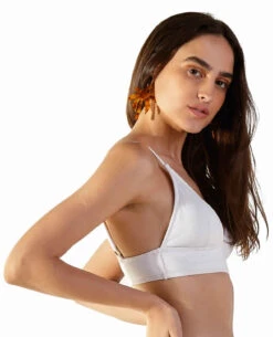 White Ribbed Longline Bikini Top - Top Light Branco -Agua de Coco Shop top blueman top light branco 4