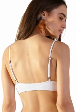 White Ribbed Longline Bikini Top - Top Light Branco -Agua de Coco Shop top blueman top light branco 6