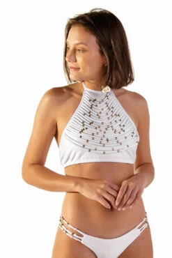 Textured White Crop Top With Straps - Top Ray Off White -Agua de Coco Shop top blueman top ray off white 4