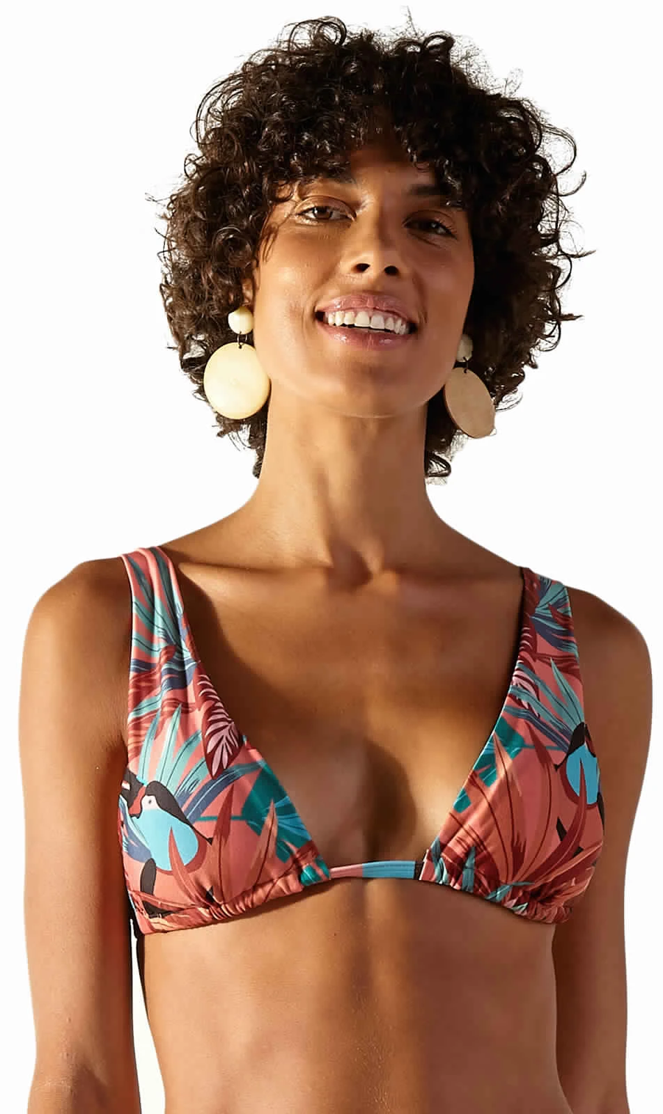 Tropical Print Triangle Halter Top - Top Riviera Palmar 1 Tropical Print Triangle Halter Top - Top Riviera Palmar