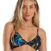 Black Tropical Print Twisted Bralette Top - Top Safari Big Rider