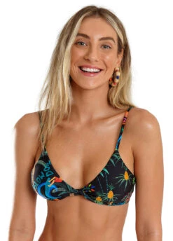 Black Tropical Print Twisted Bralette Top - Top Safari Big Rider -Agua de Coco Shop top blueman top safari big rider 5