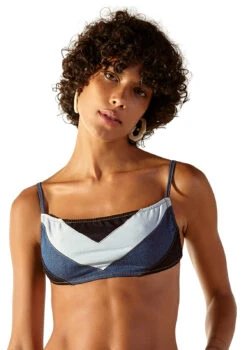 Tricolor Jeans Bikini Top - Top Venus Jeans