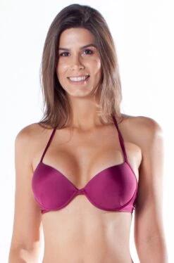 Burgundy Push-up Balconette Bikini With Underwire - Top Bolha Drapeada Acai