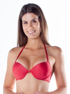 Red Push-up Balconette Bikini With Underwire - Top Bolha Drapeada Fio Ibis