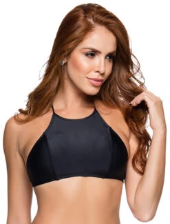 Crossed Back Crop Top In Solid Black - Top Cropped Preto
