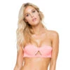 Coral Pink/gold Bi-material Balconette Bikini Top - Soutien Paradise Pink Coral