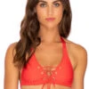 Red Laced Halter Bikini Top - Top Mambo Full Red