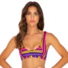 Bra Bikini Top In Colorful Stripes - Top Party Ruched Multicolor