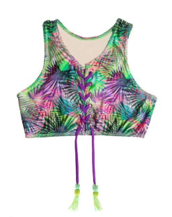 Laced Crop Top With Beaded Pompoms - Top Mar Forestal Halter -Agua de Coco Shop top marderosas top mar forestal halter 0