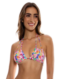 Top Multi Floral Blossoms Electric Coral -Agua de Coco Shop top multi floral blossoms electric coral 3