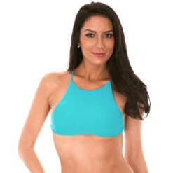 Blue, Cross-back Bikini Cropped Top - Soutien Ambra Jupe Nannai