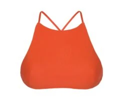 Orange Swimsuit Crop Top With Cross-over Back - Soutien Ambra Jupe Sombrero