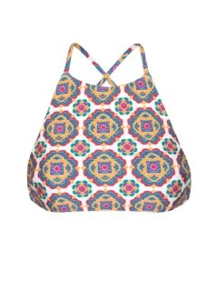 Swimsuit Crop Top, Retro Print, Cross-over back - Soutien Beira Rio Sporty