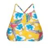 Yellow Printed Swimsuit Crop Top, Cross-over Back - Soutien Canarinho Sporty