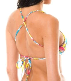 Yellow Printed Swimsuit Crop Top, Cross-over Back - Soutien Canarinho Sporty -Agua de Coco Shop top riodesol soutien canarinho sporty 3
