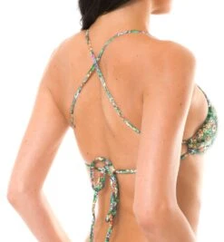 Green Floral Swimsuit Crop Top, Cross-over Back - Soutien Iemanja Sporty -Agua de Coco Shop top riodesol soutien iemanja sporty 3