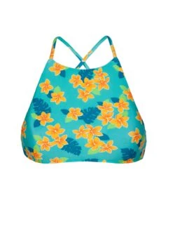 Bikini Crop Top Cross-over Back floral Design - Soutien Lei Sporty
