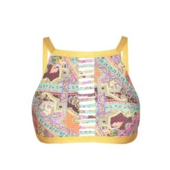Printed Bikini Top With Wide Neck - Soutien Mundomix Cropped