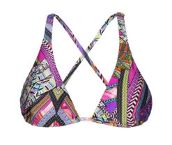 Multicoloured Triangle Scarf Bikini Top With Crossover Back - Soutien Samarcanda Cool