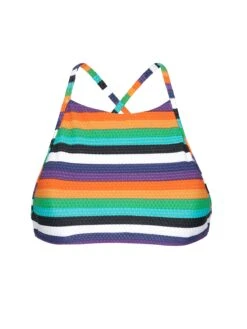 Colourful Striped Bikini Crop Top - Soutien Tepego Sporty
