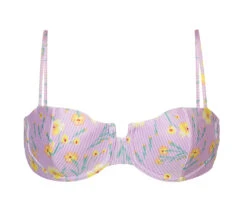 Textured Pastel Floral Balconette Bikini Top - Top Canola Balconet