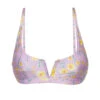 Purple V Bralette Bikini Top In Flowers - Top Canola Bra-v