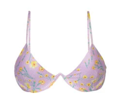 Purple V-underwired Bikini Top In Flowers - Top Canola Tri-aro
