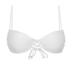 Textured White Push-up Balconette Bikini Top - Top Cotele-branco Balconet-pushup