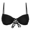 Textured Black Push-up Balconette Bikini Top - Top Cotele-preto Balconet-pushup