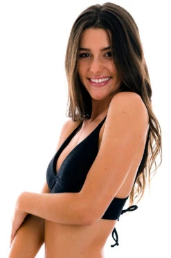 Ribbed Black Laced Back Bralette Bikini Top - Top Cotele-preto Tri-tank -Agua de Coco Shop top riodesol top cotele preto tri tank 3