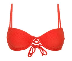 Textured Red Push-up Balconette Bikini Top - Top Cotele-tomate Balconet-pushup
