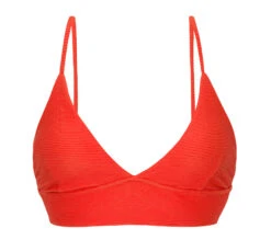 Ribbed Red Laced Back Bralette Bikini Top - Top Cotele-tomate Tri-tank